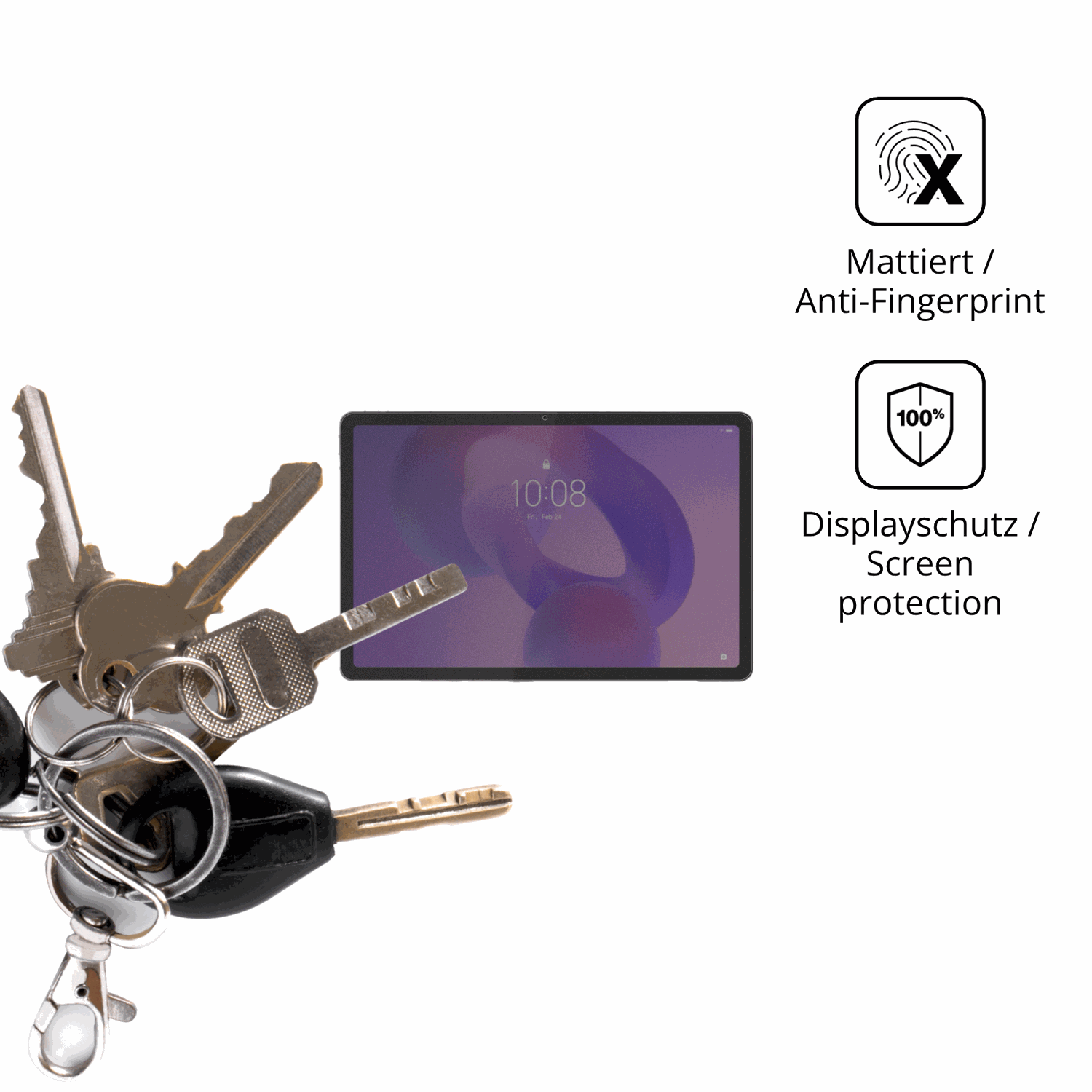 dipos Displayschutz für Lenovo Tab K11 2. Gen TB336ZU, mattierte Oberfläche, Blickschutzfilter und perfekter Passform