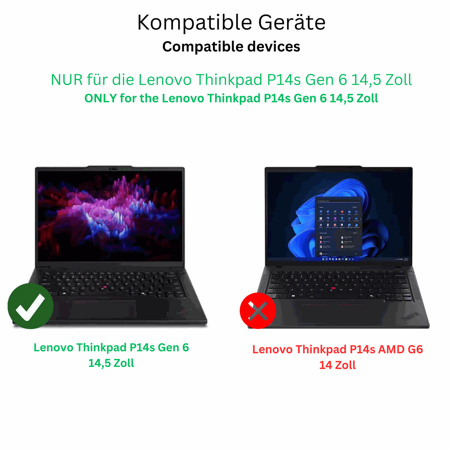 2x Screen Protector for Lenovo Thinkpad P14s Gen 6 14.5 Zoll Protection Crystal
