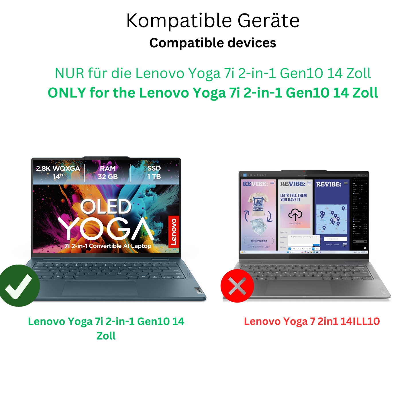2x Schutzfolie matt für Lenovo Yoga 7i 2-in-1 Gen10 14 Zoll Display-Schutzfolie
