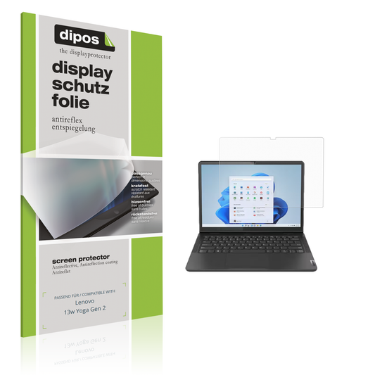 Matte Displayschutzfolie von dipos passend für lenovo13w yoga gen 2, präziser Zuschnitt und blasenfrei montiert