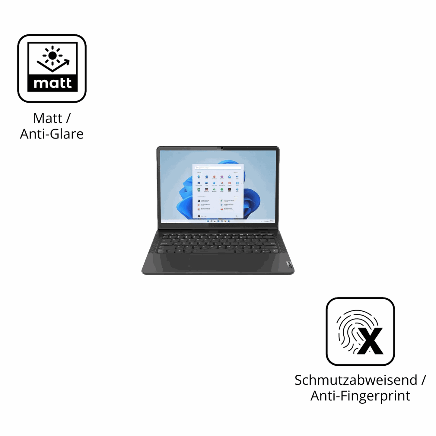 Dünne und entspiegelnde Folie passend zugeschnitten für lenovo13w yoga gen 2