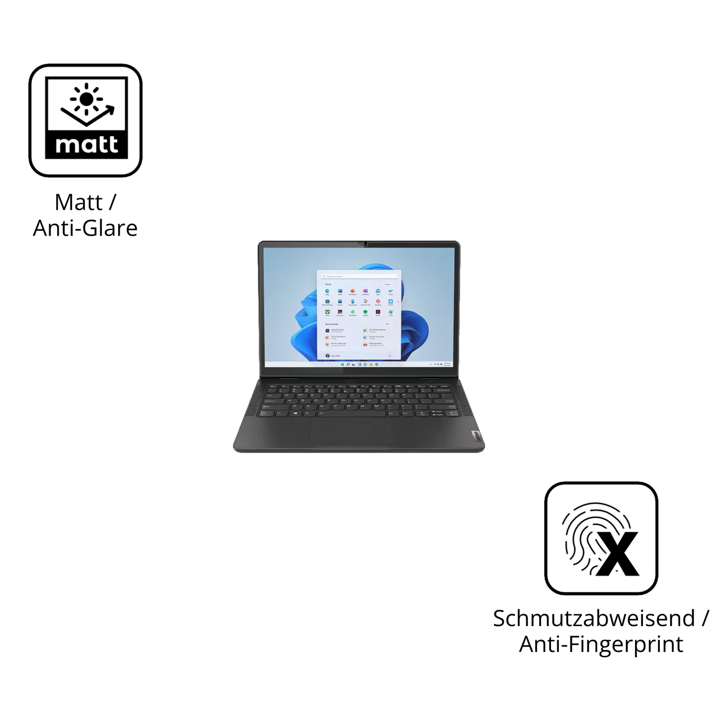 9H Hartbeschichtete, flexible Folie passend zugeschnitten für lenovo13w yoga gen 2