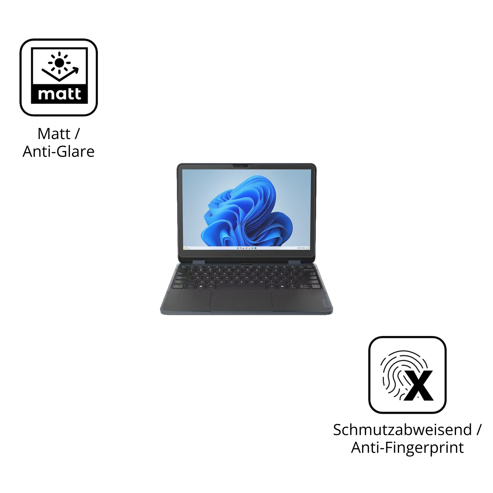 Dünne und entspiegelnde Folie passend zugeschnitten für Lenovo 500w 2-in-1 Gen 5