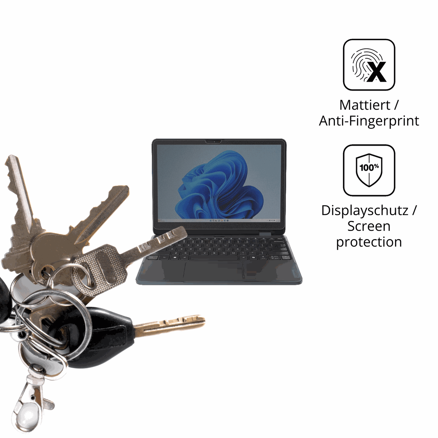 dipos Displayschutz für Lenovo 500w 2-in-1 Gen 5, mattierte Oberfläche, Blickschutzfilter und perfekter Passform