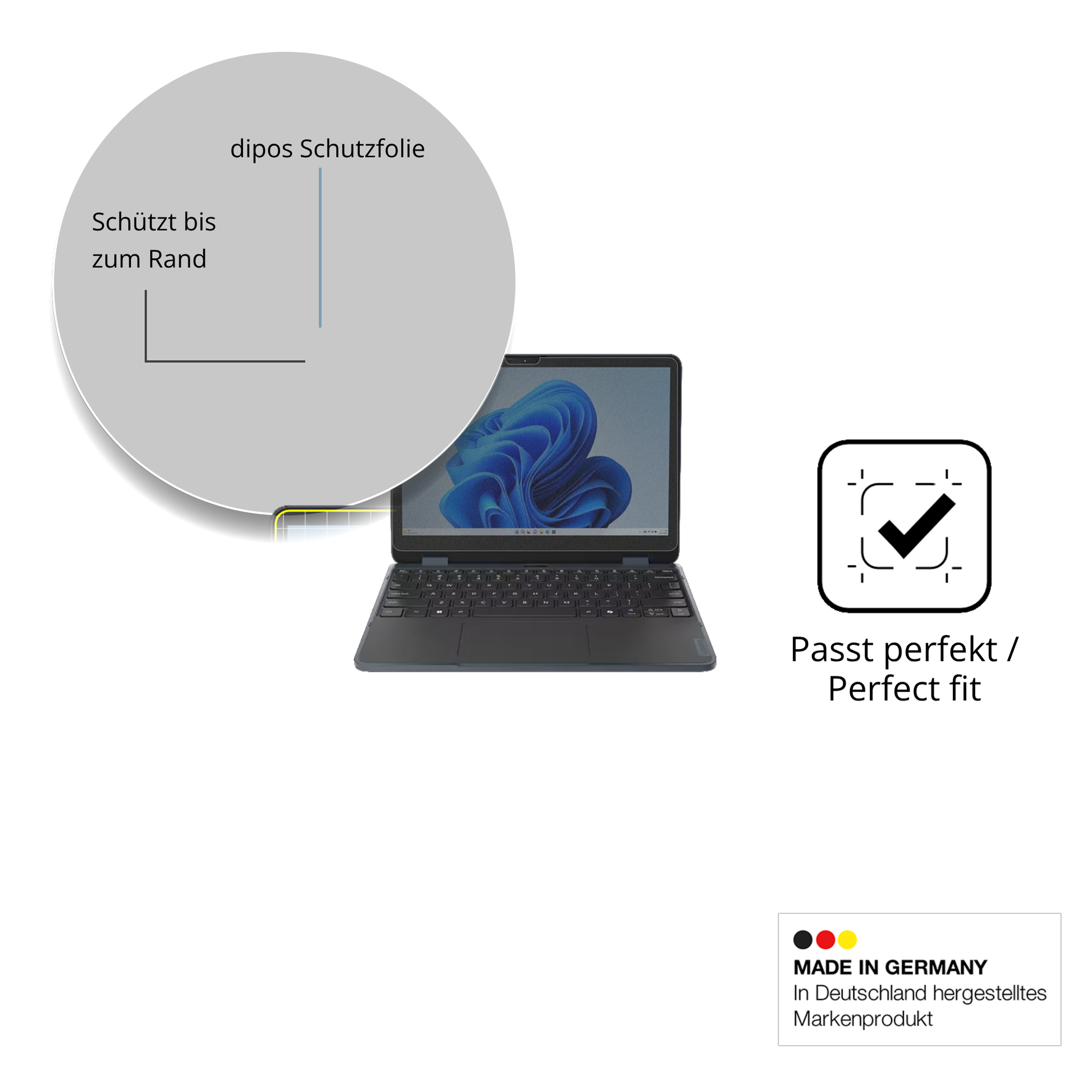 Schutz gegen Kratzer auf dem Lenovo 500w 2-in-1 Gen 5 Glas durch Schlüssel oder Ähnliches