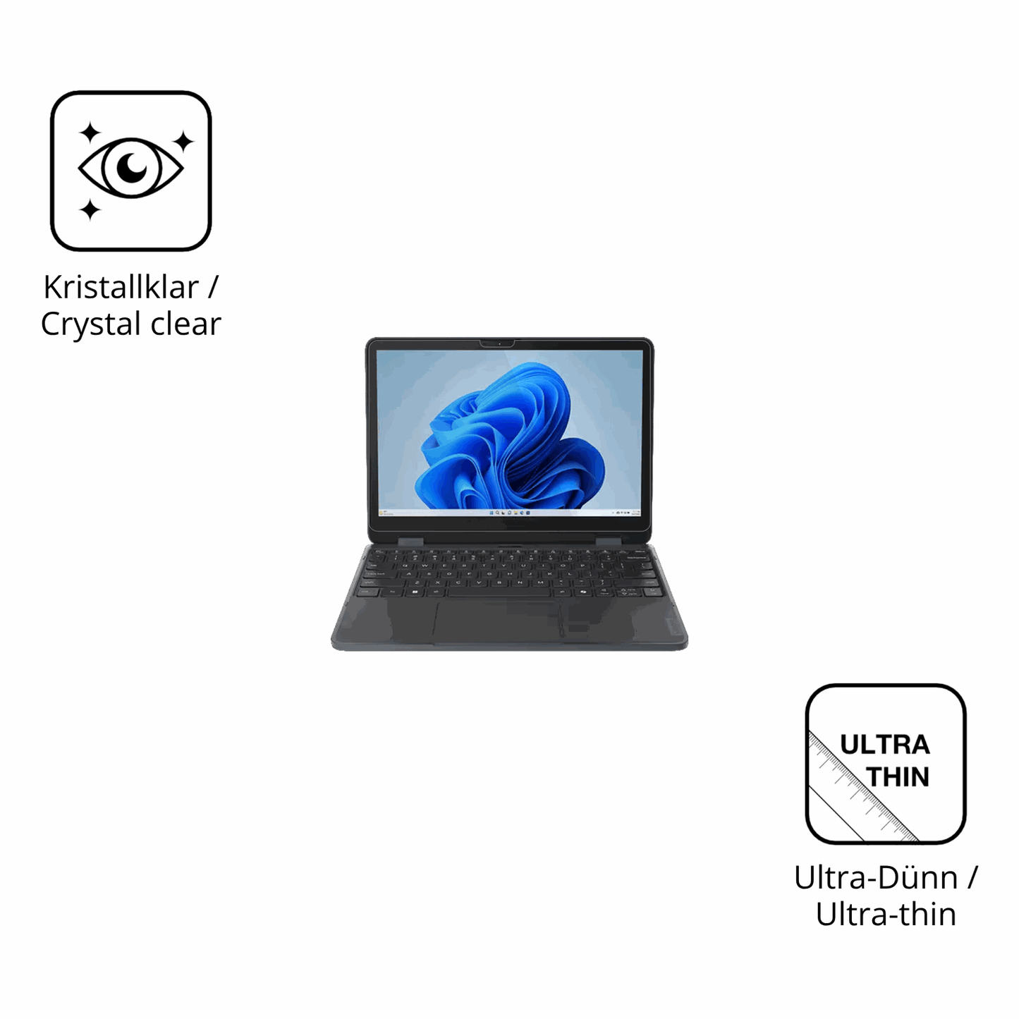 Dünne und klare Folie passend zugeschnitten für Lenovo 500w 2-in-1 Gen 5
