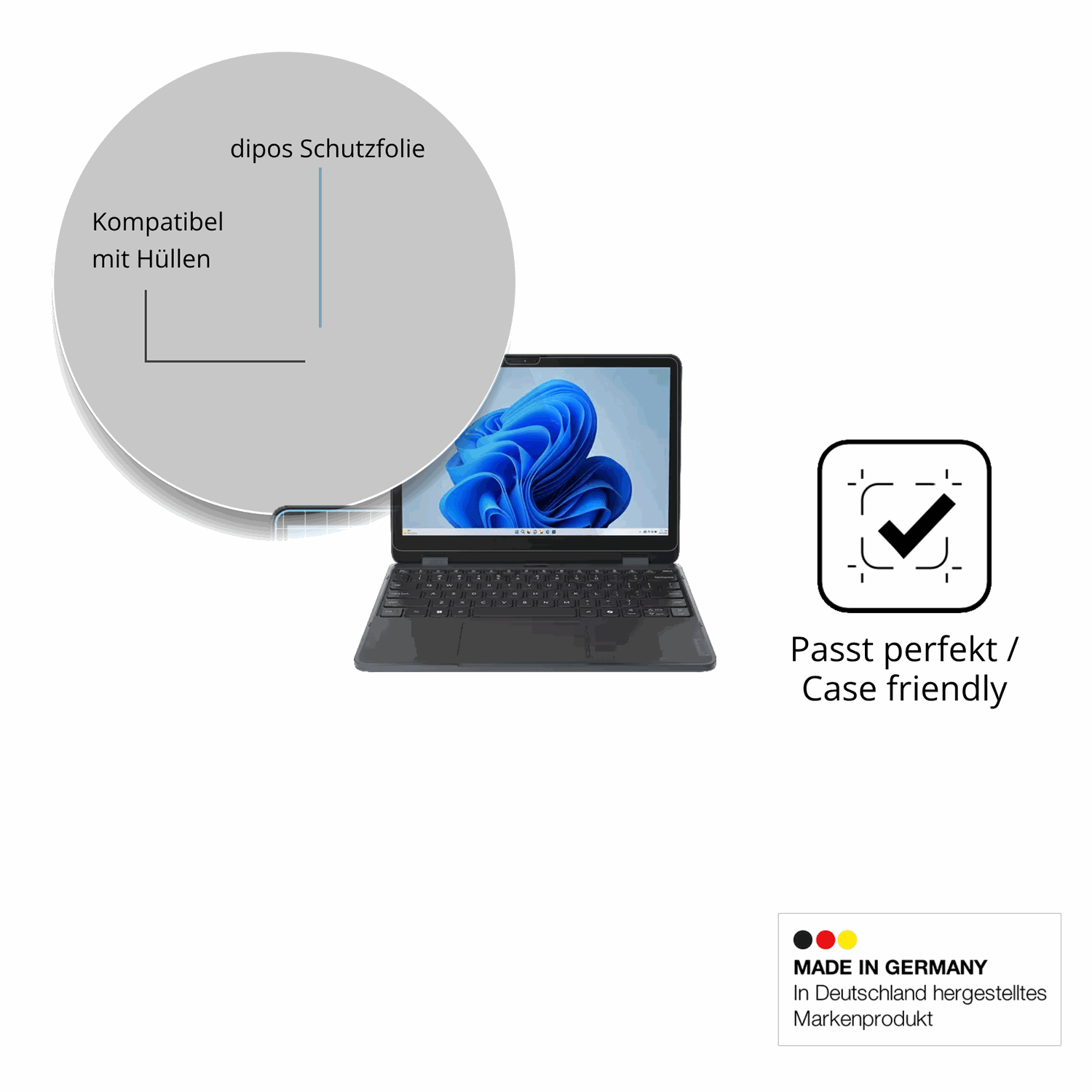 Schutzfolie mit optimaler Passform, zur Verwendung mit Hüllen geeignet