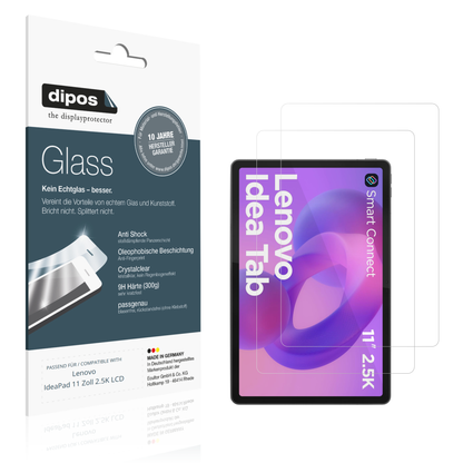 Klare Displayschutzfolie von dipos passend für Lenovo IdeaPad 11 Zoll 2.5K LCD, 9H kratzfest und blasenfrei montiert