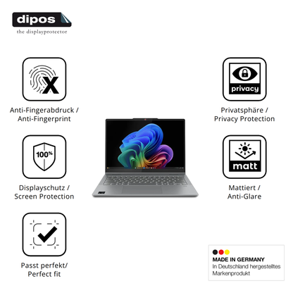 Privatsphäre-Schutz durch Sichtschutz-Folie passend zugeschnitten für Lenovo IdeaPad 5 2-in-1 14 Zoll