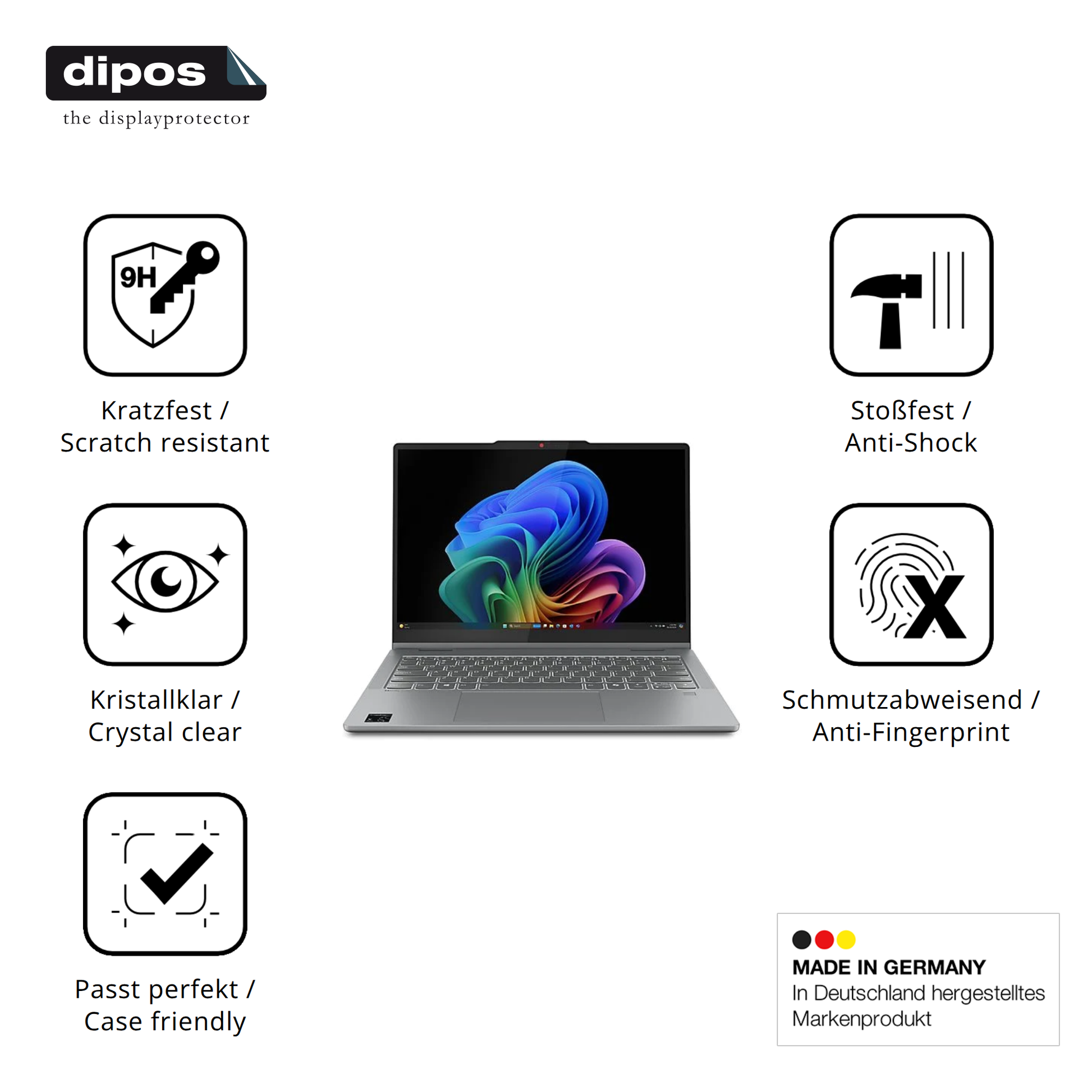 Displayschutz hergestellt in Deutschland, höchste Qualität made in Germany