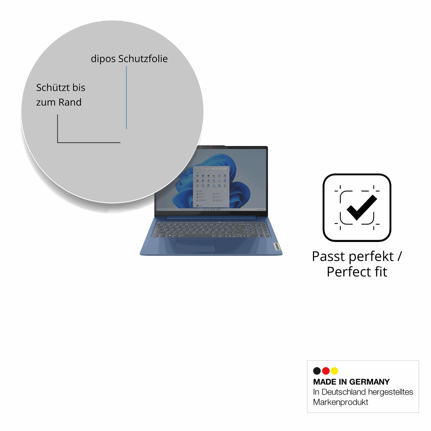 Schutz gegen Kratzer auf dem Lenovo IdeaPad Slim 3 15.6 Zoll Glas durch Schlüssel oder Ähnliches