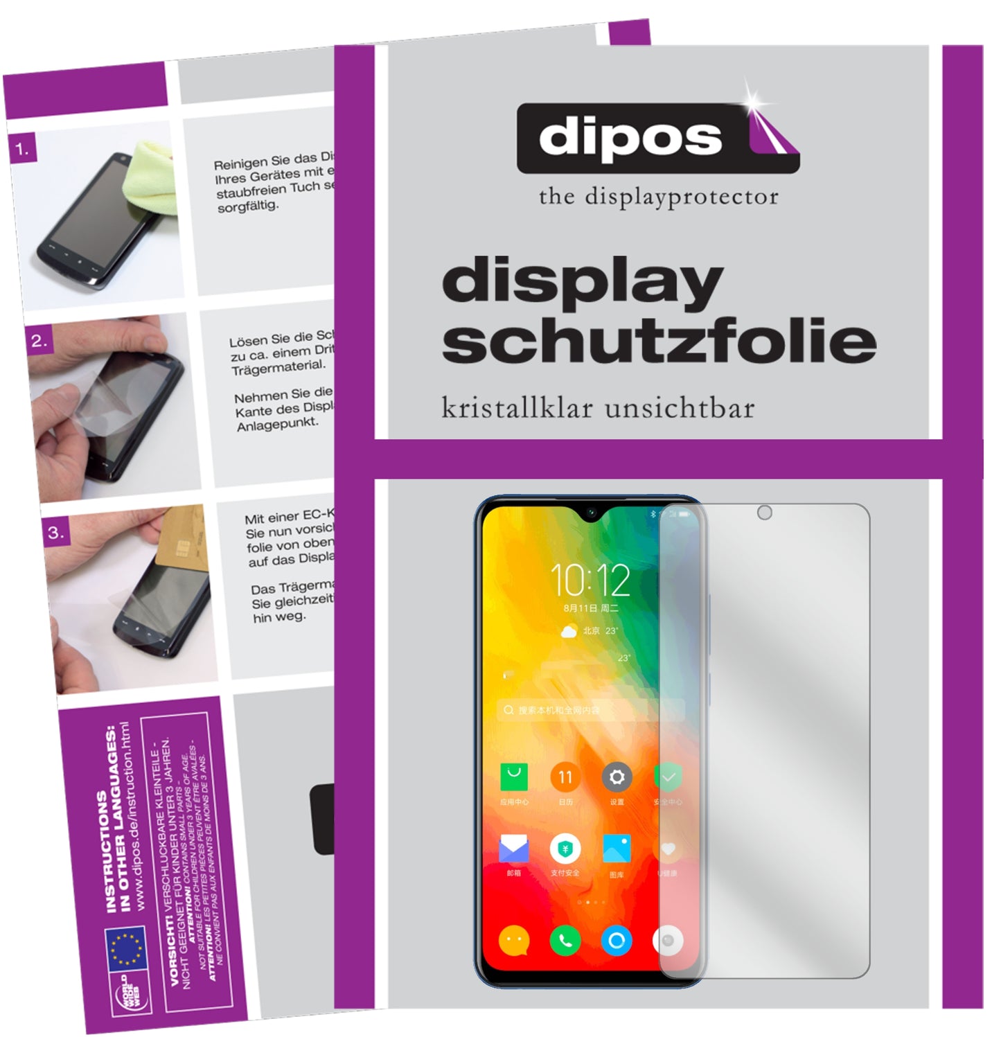 Klare Displayschutzfolie von dipos passend für Lenovo K6 Enjoy, präziser Zuschnitt und blasenfrei montiert