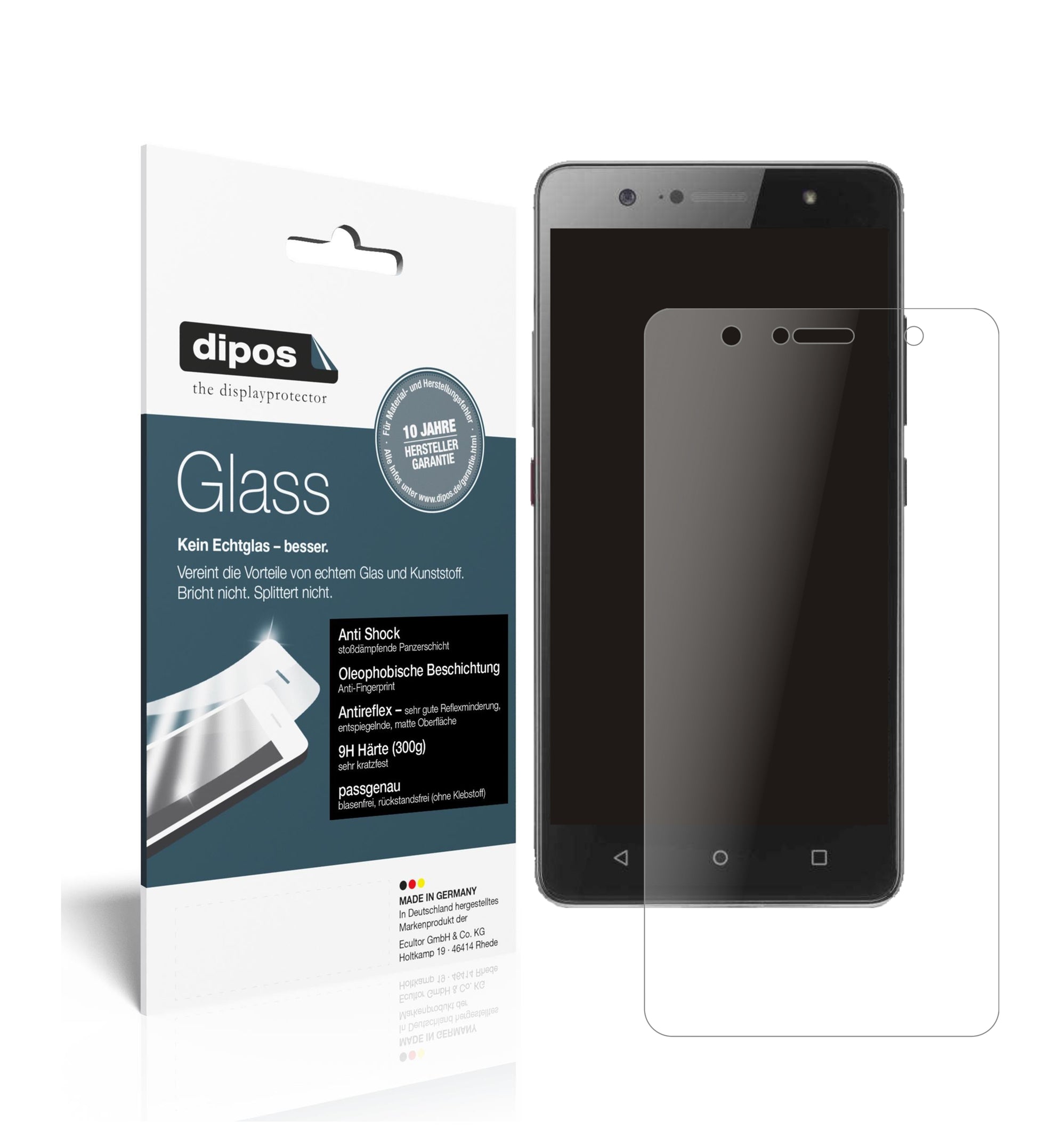 Matte Displayschutzfolie von dipos passend für Lenovo K8 Plus, 9H kratzfest und blasenfrei montiert