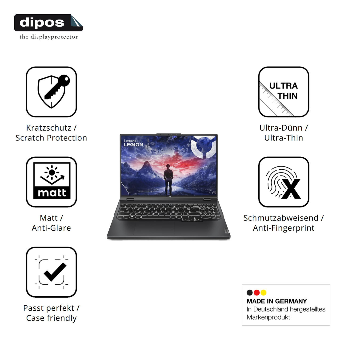 Displayschutz hergestellt in Deutschland, höchste Qualität made in Germany