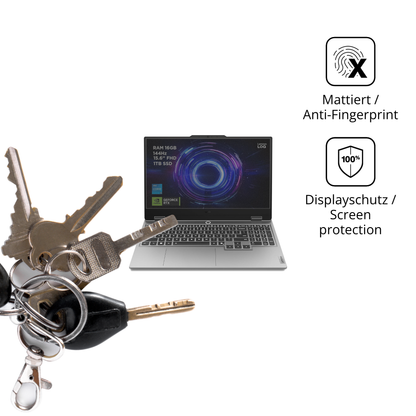dipos Displayschutz für Lenovo LOQ Gaming AI 15.6 Zoll, mattierte Oberfläche, Blickschutzfilter und perfekter Passform