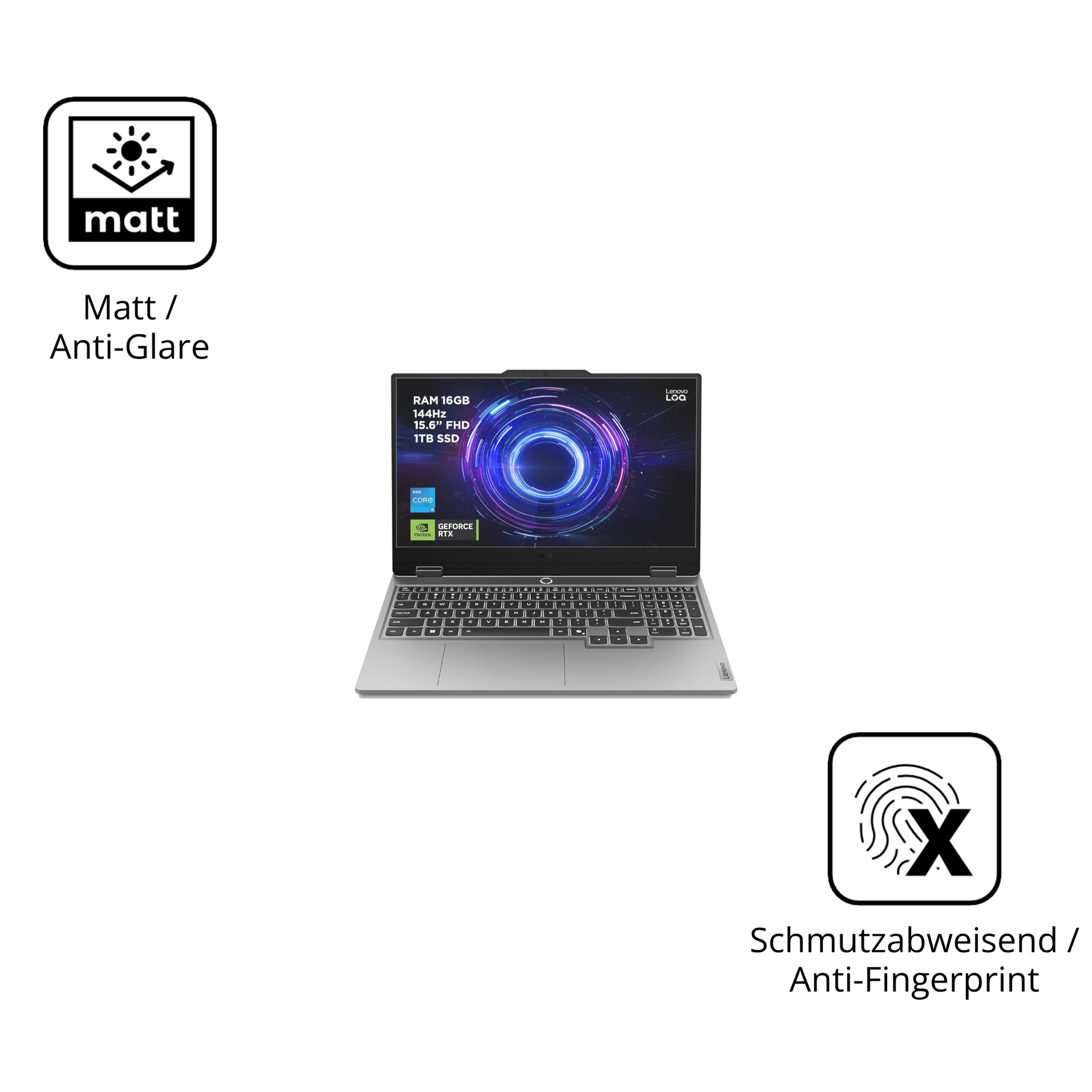 9H Hartbeschichtete, flexible Folie passend zugeschnitten für Lenovo LOQ Gaming AI 15.6 Zoll