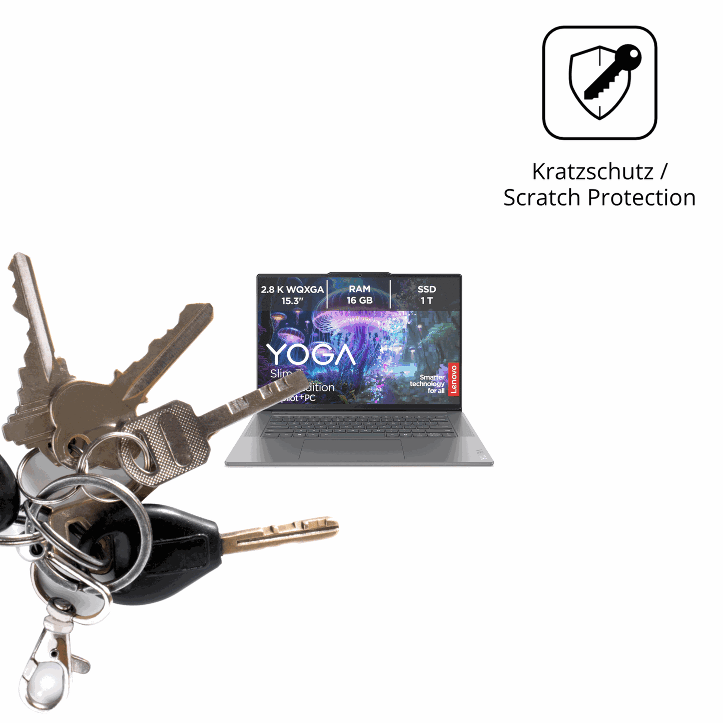 Schutz gegen Kratzer auf dem Lenovo Slim 7i Ultra Gen 11 14 Zoll Glas durch Schlüssel oder Ähnliches
