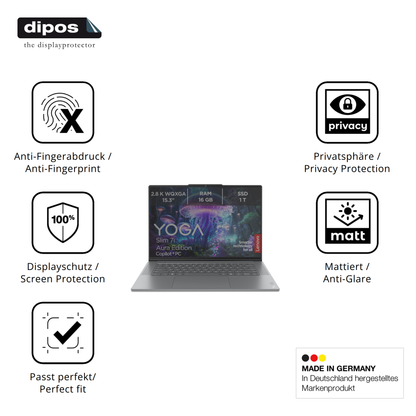 Privatsphäre-Schutz durch Sichtschutz-Folie passend zugeschnitten für Lenovo Slim 7i Ultra Gen 11 14 Zoll