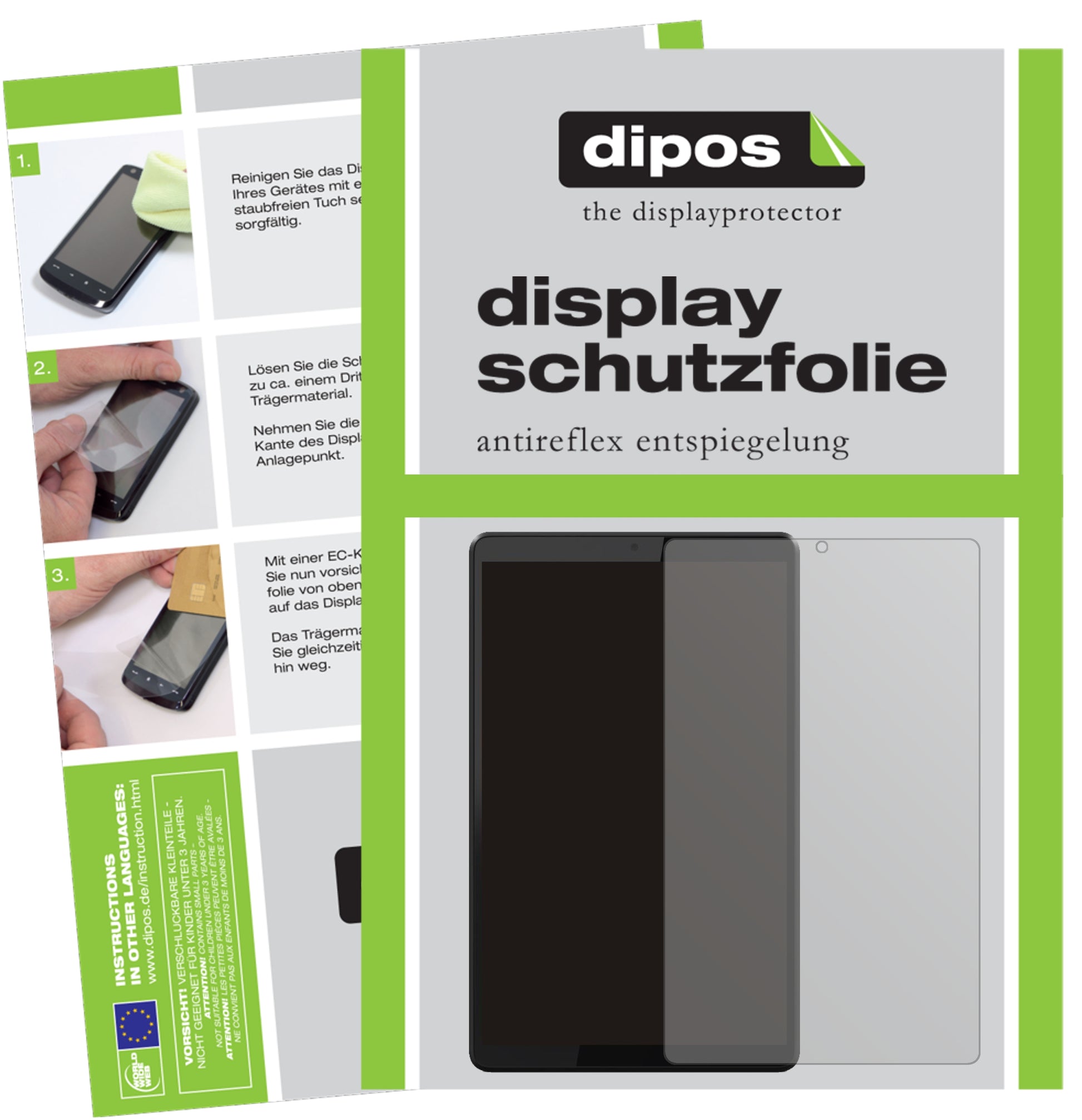Matte Displayschutzfolie von dipos passend für Lenovo Smart Tab M8, präziser Zuschnitt und blasenfrei montiert