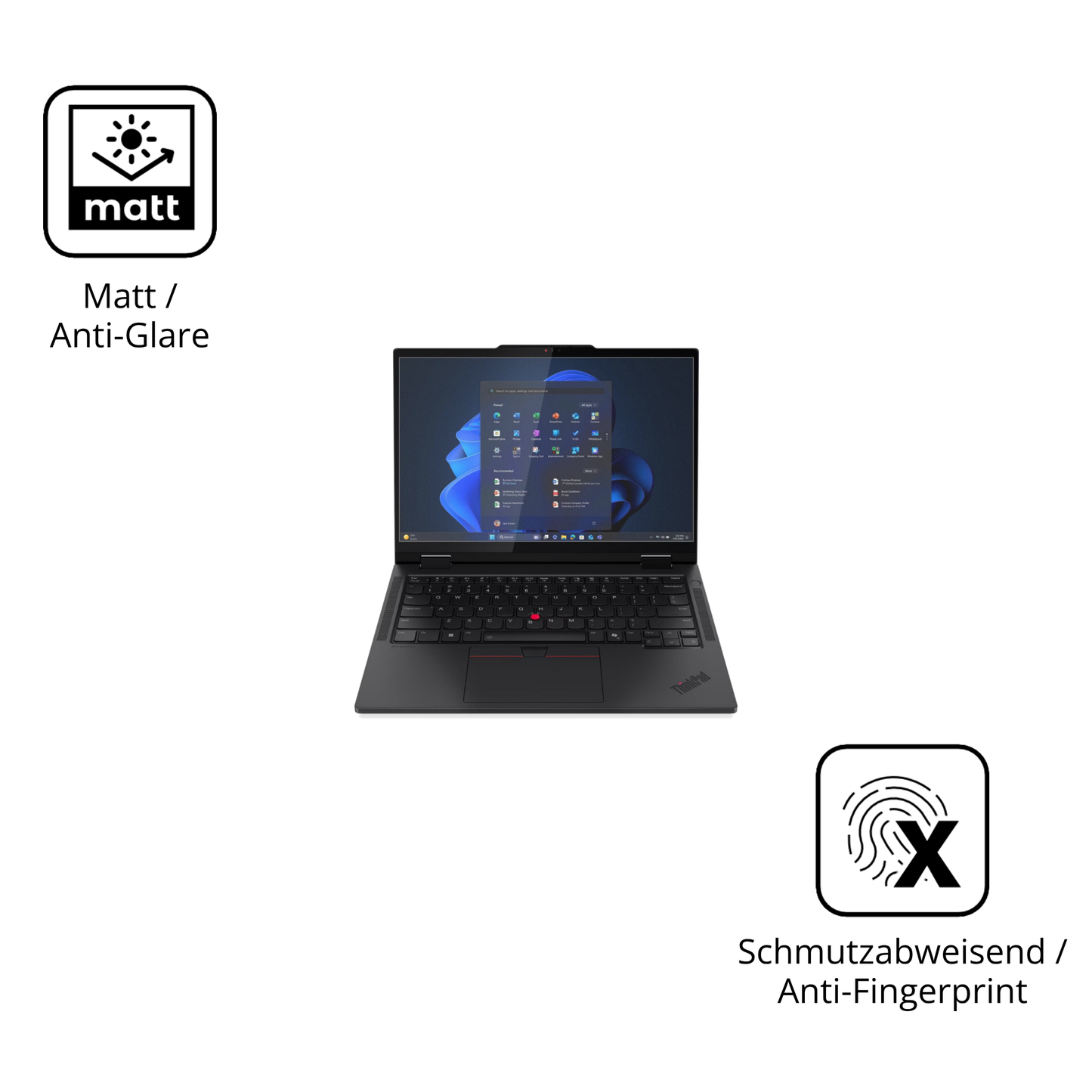 Dünne und entspiegelnde Folie passend zugeschnitten für Lenovo T14s 2-in-1 G1