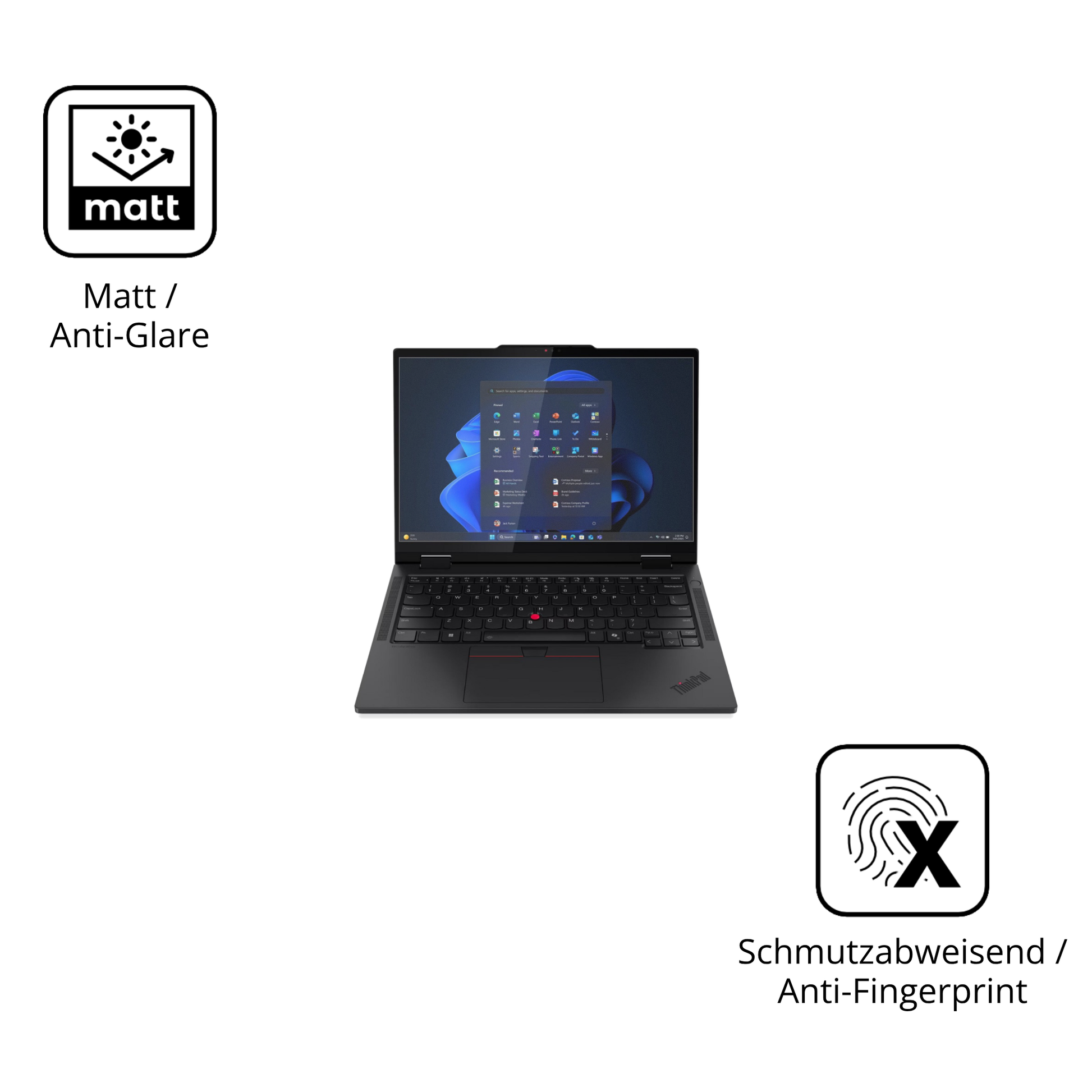 Dünne und entspiegelnde Folie passend zugeschnitten für Lenovo T14s 2-in-1 G1