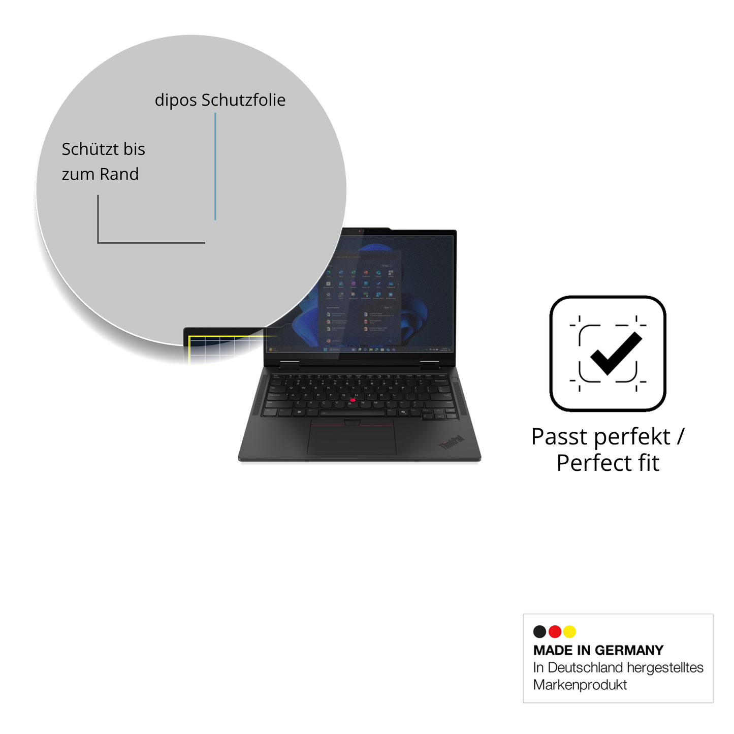 Schutz gegen Kratzer auf dem Lenovo T14s 2-in-1 G1 Glas durch Schlüssel oder Ähnliches