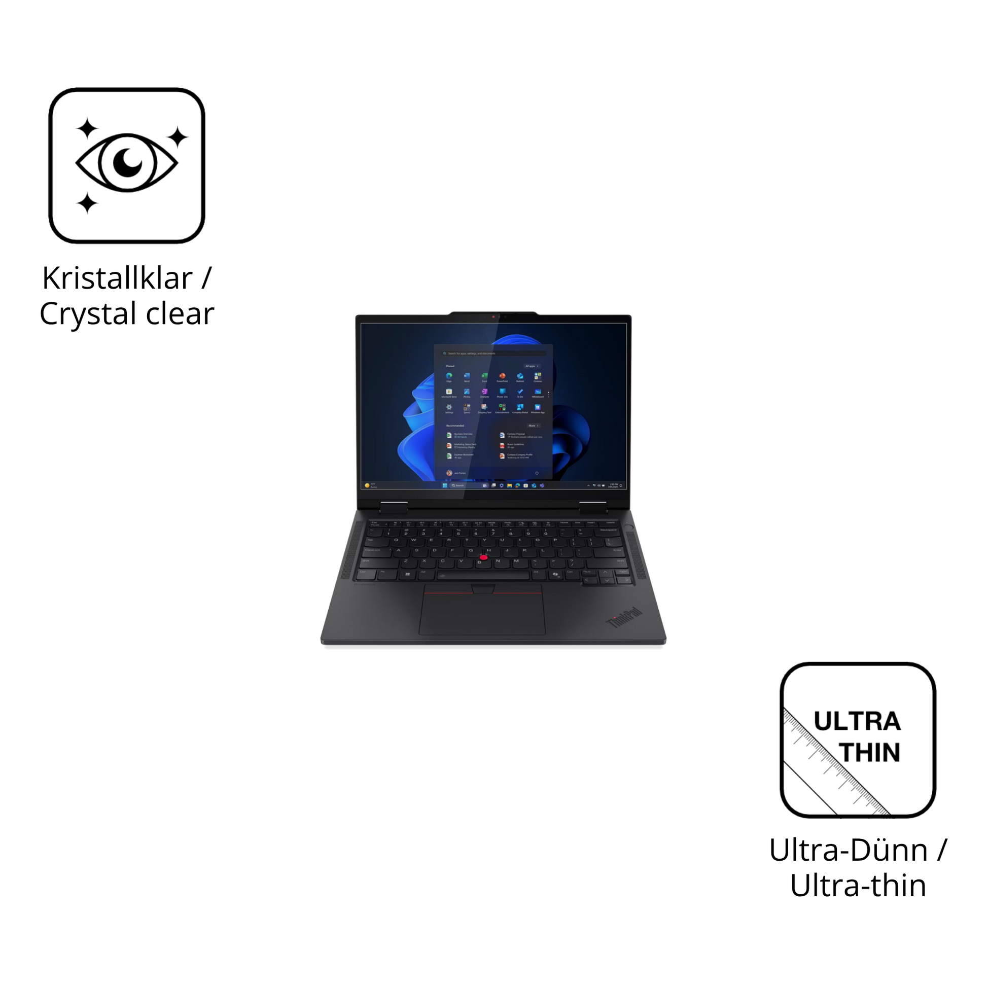 Dünne und klare Folie passend zugeschnitten für Lenovo T14s 2-in-1 G1