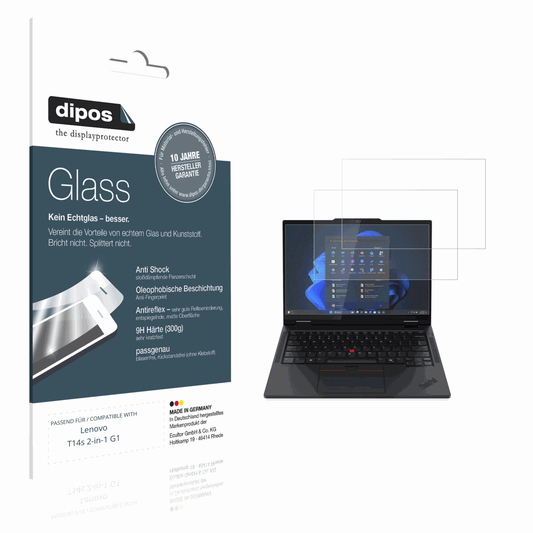 Matte Displayschutzfolie von dipos passend für Lenovo T14s 2-in-1 G1, 9H kratzfest und blasenfrei montiert