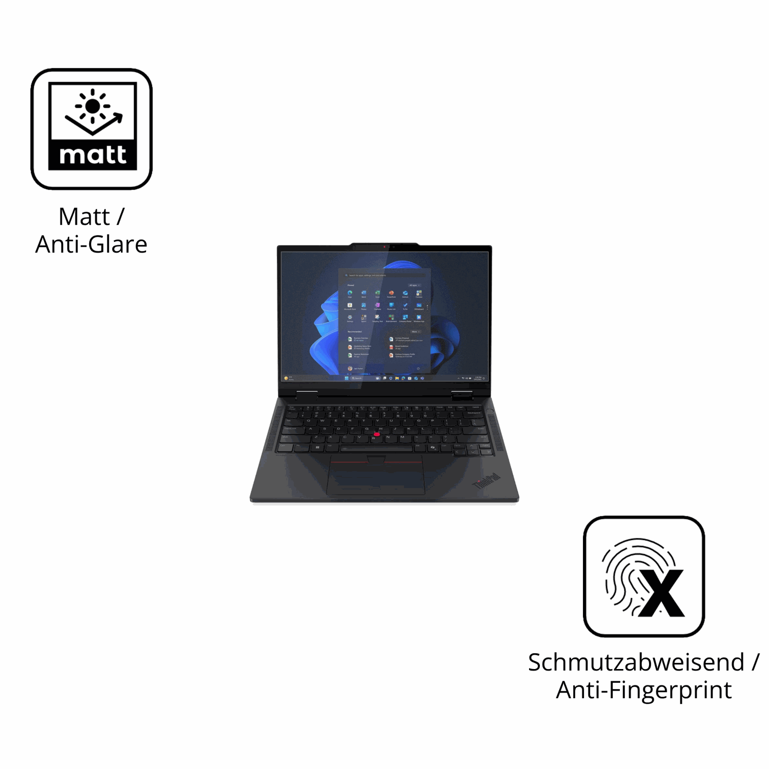 9H Hartbeschichtete, flexible Folie passend zugeschnitten für Lenovo T14s 2-in-1 G1