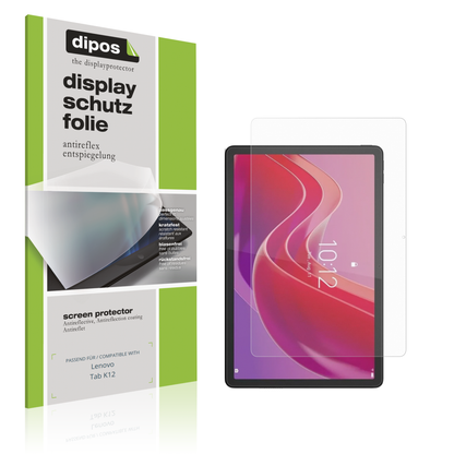 Matte Displayschutzfolie von dipos passend für Lenovo Tab K12, präziser Zuschnitt und blasenfrei montiert