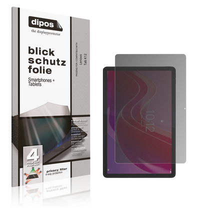 Blickschutzfolie von dipos passend für Lenovo Tab K12, präziser Zuschnitt und blasenfrei montiert