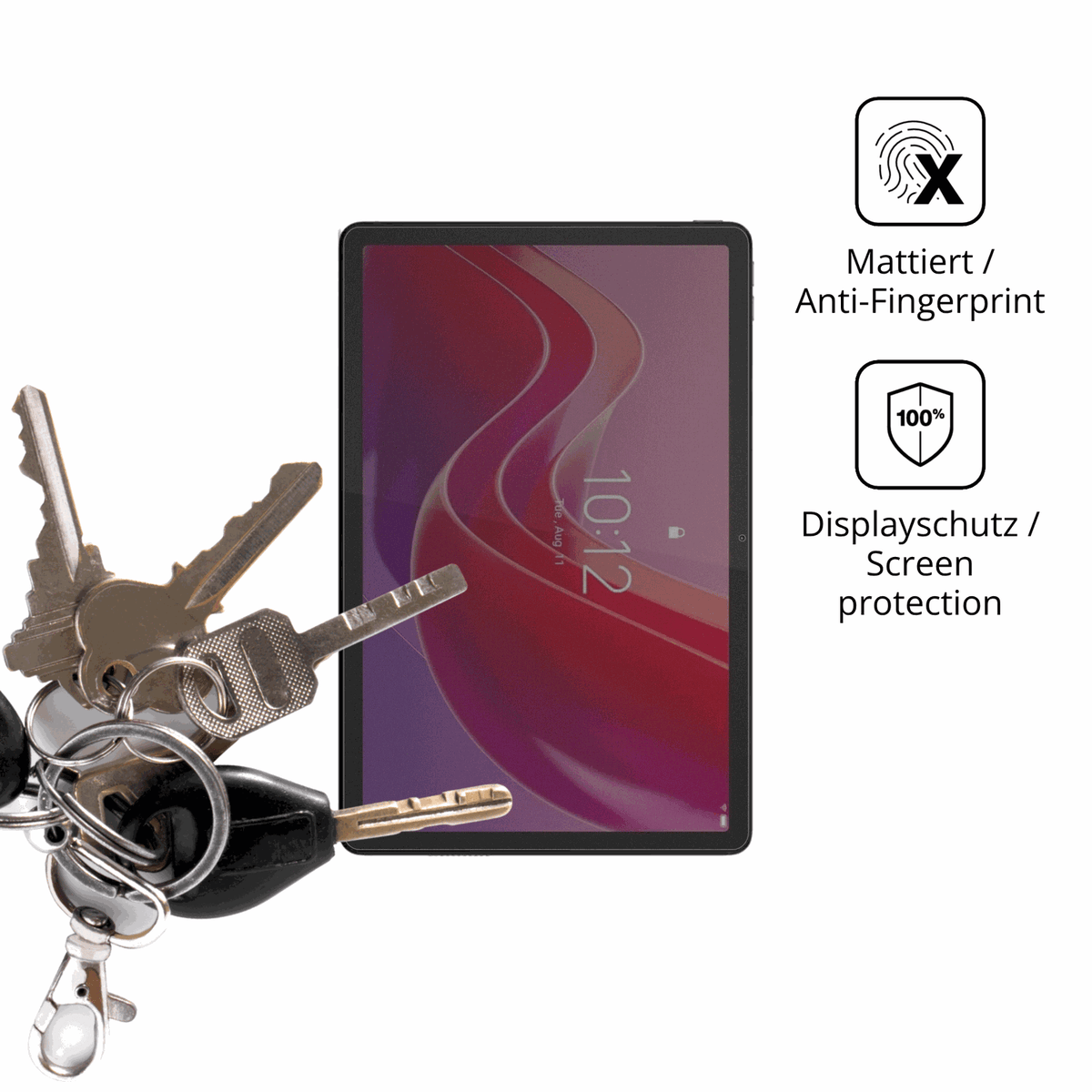 dipos Displayschutz für Lenovo Tab K12, mattierte Oberfläche, Blickschutzfilter und perfekter Passform