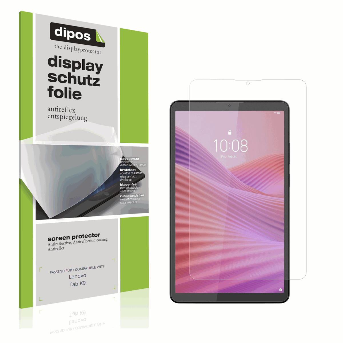 Matte Displayschutzfolie von dipos passend für Lenovo Tab K9, präziser Zuschnitt und blasenfrei montiert