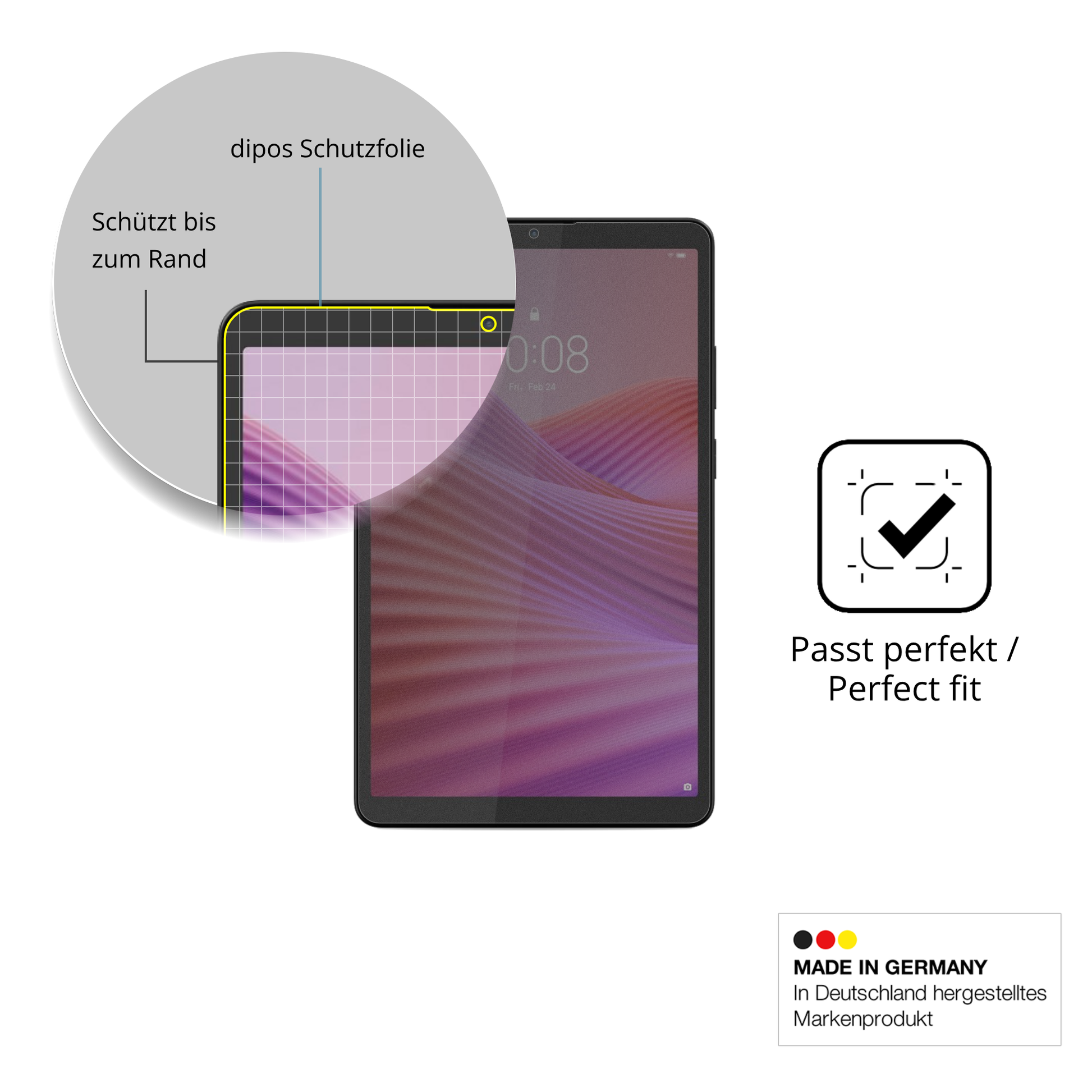 Schutz gegen Kratzer auf dem Lenovo Tab K9 Glas durch Schlüssel oder Ähnliches