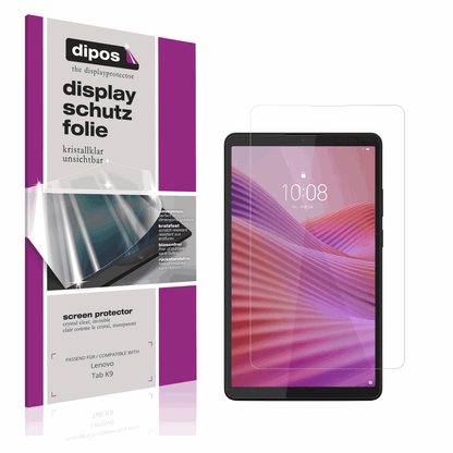 Klare Displayschutzfolie von dipos passend für Lenovo Tab K9, präziser Zuschnitt und blasenfrei montiert