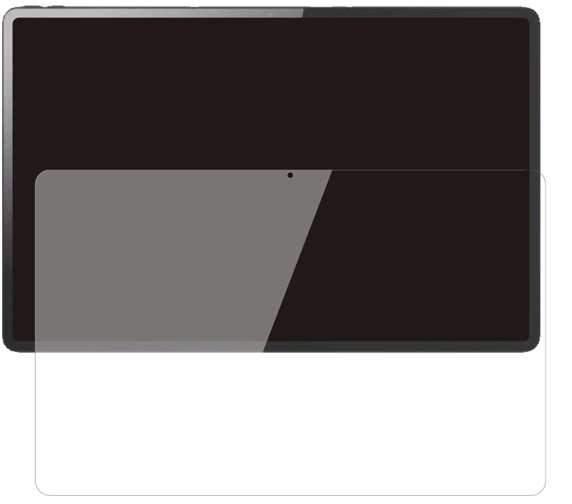 LenovoTab P12 Pro mit aufgebrachter dipos Flex Schutzfolie, glasklare Darstellung ohne Einschränkungen