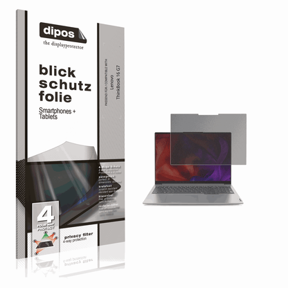 Blickschutzfolie von dipos passend für Lenovo ThinkBook 16 G7, präziser Zuschnitt und blasenfrei montiert