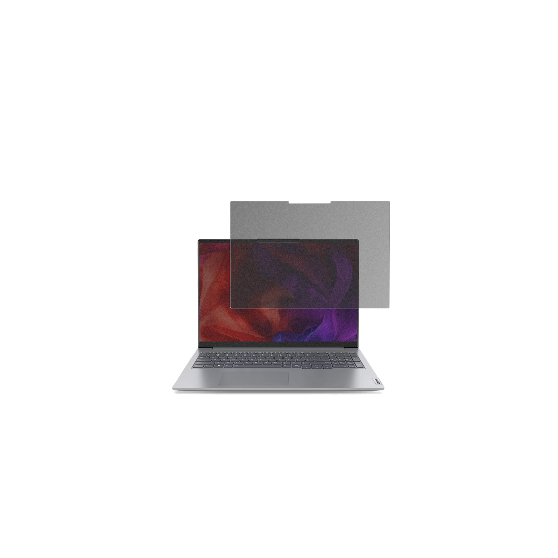 LenovoThinkBook 16 G7 mit aufgebrachtem dipos Displayschutz, der seitliche Einblicke blockiert