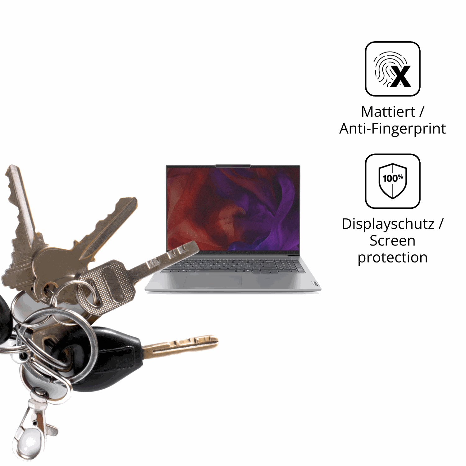 dipos Displayschutz für Lenovo ThinkBook 16 G7, mattierte Oberfläche, Blickschutzfilter und perfekter Passform