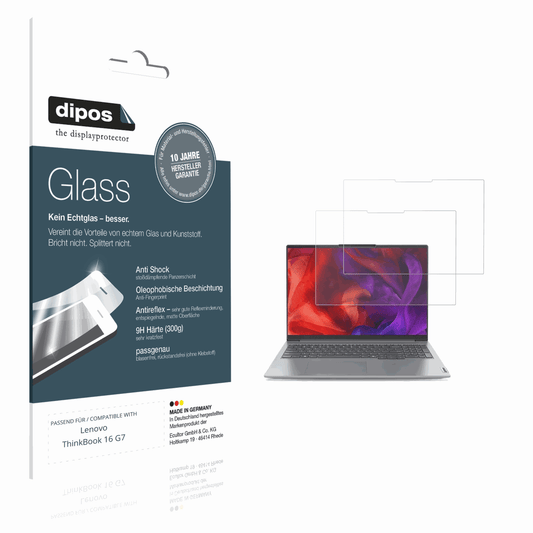 Matte Displayschutzfolie von dipos passend für Lenovo ThinkBook 16 G7, 9H kratzfest und blasenfrei montiert
