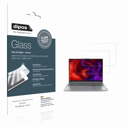 Klare Displayschutzfolie von dipos passend für Lenovo ThinkBook 16 G7, 9H kratzfest und blasenfrei montiert