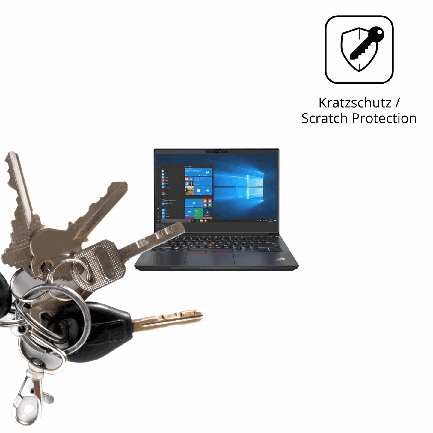 Schutz gegen Kratzer auf dem Lenovo ThinkPad E14 Gen 1 Glas durch Schlüssel oder Ähnliches