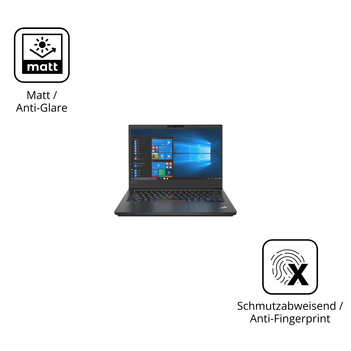 Dünne und entspiegelnde Folie passend zugeschnitten für Lenovo ThinkPad E14 Gen 1