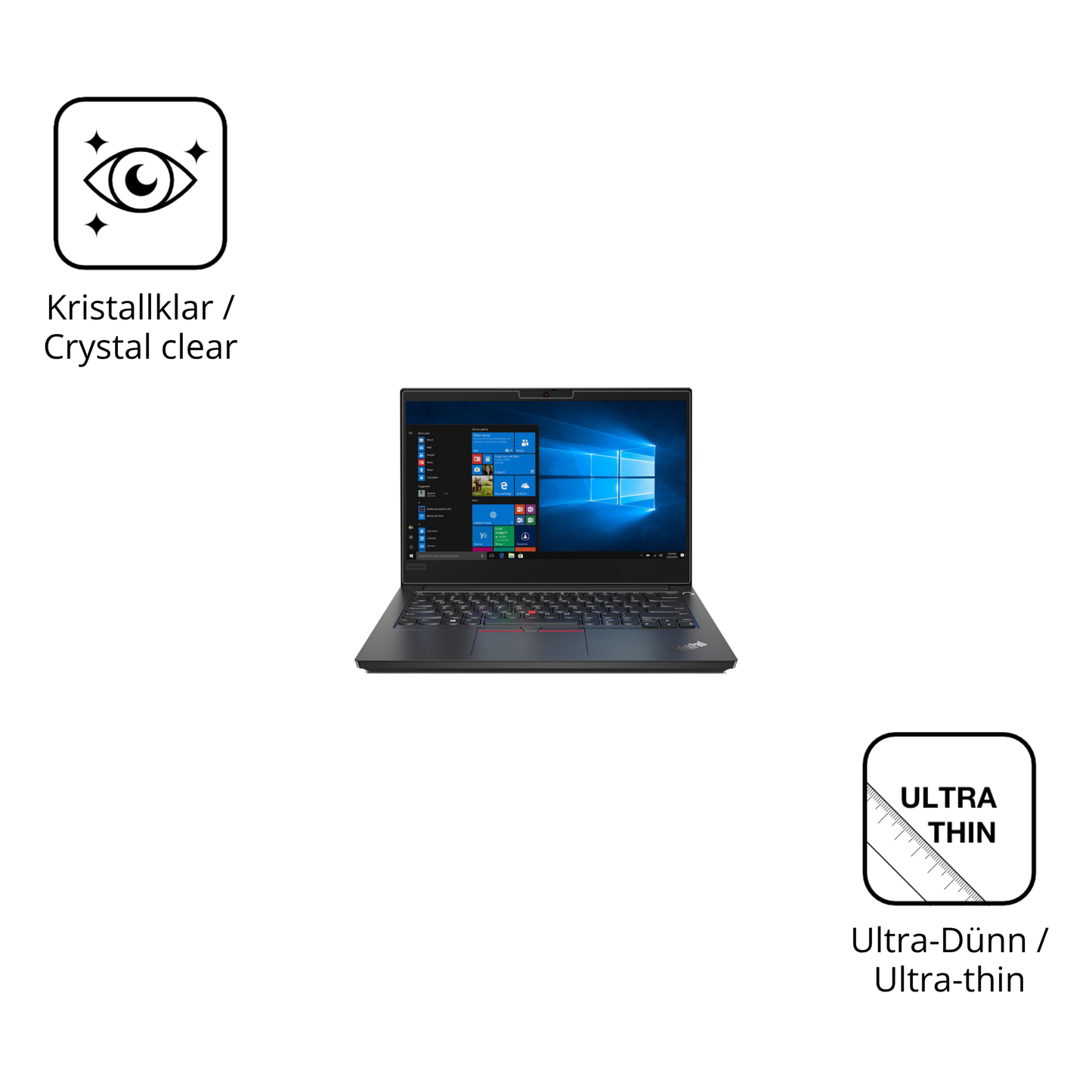 Dünne und klare Folie passend zugeschnitten für Lenovo ThinkPad E14 Gen 1
