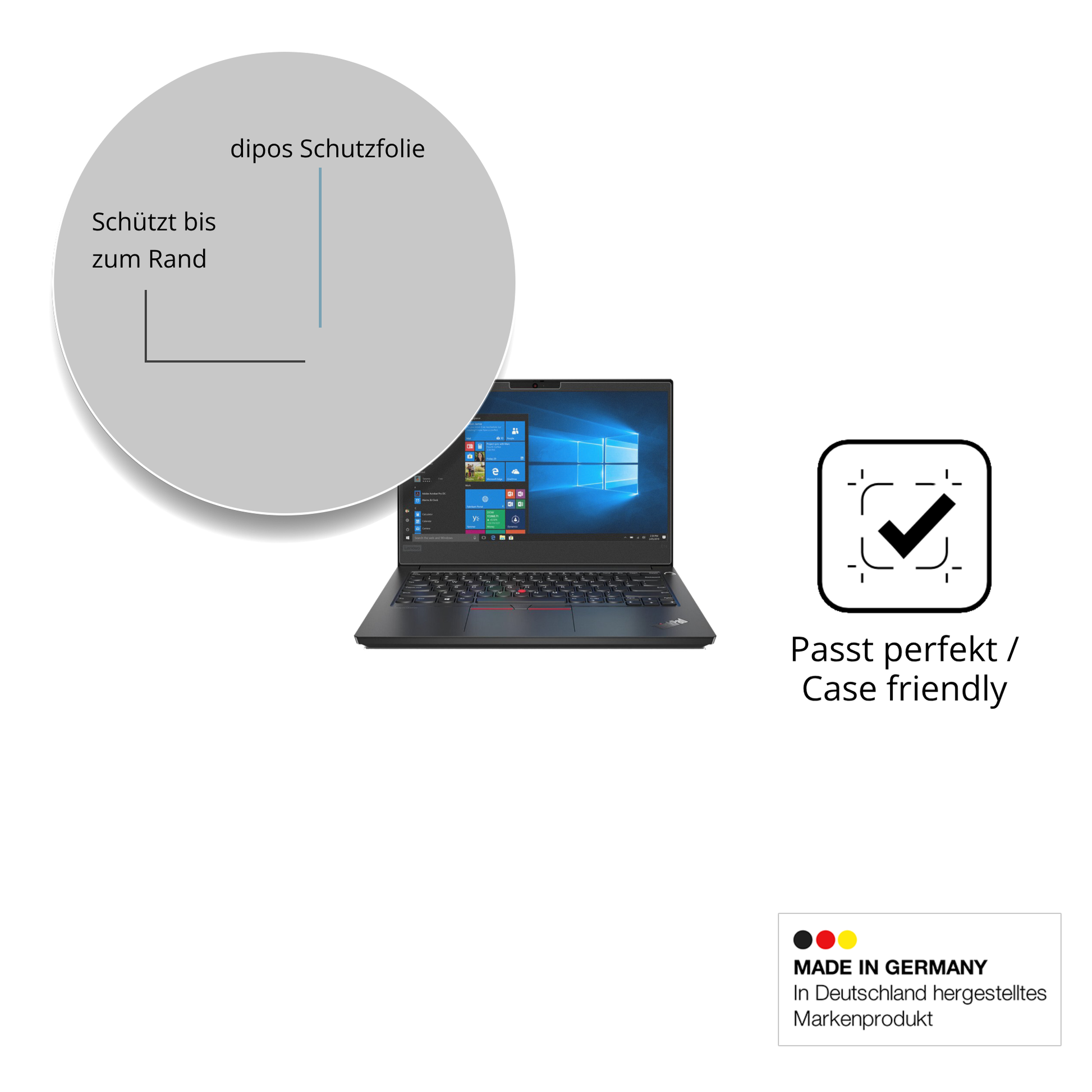 Schutzglasfolie mit optimaler Passform, zur Verwendung mit Hüllen geeignet