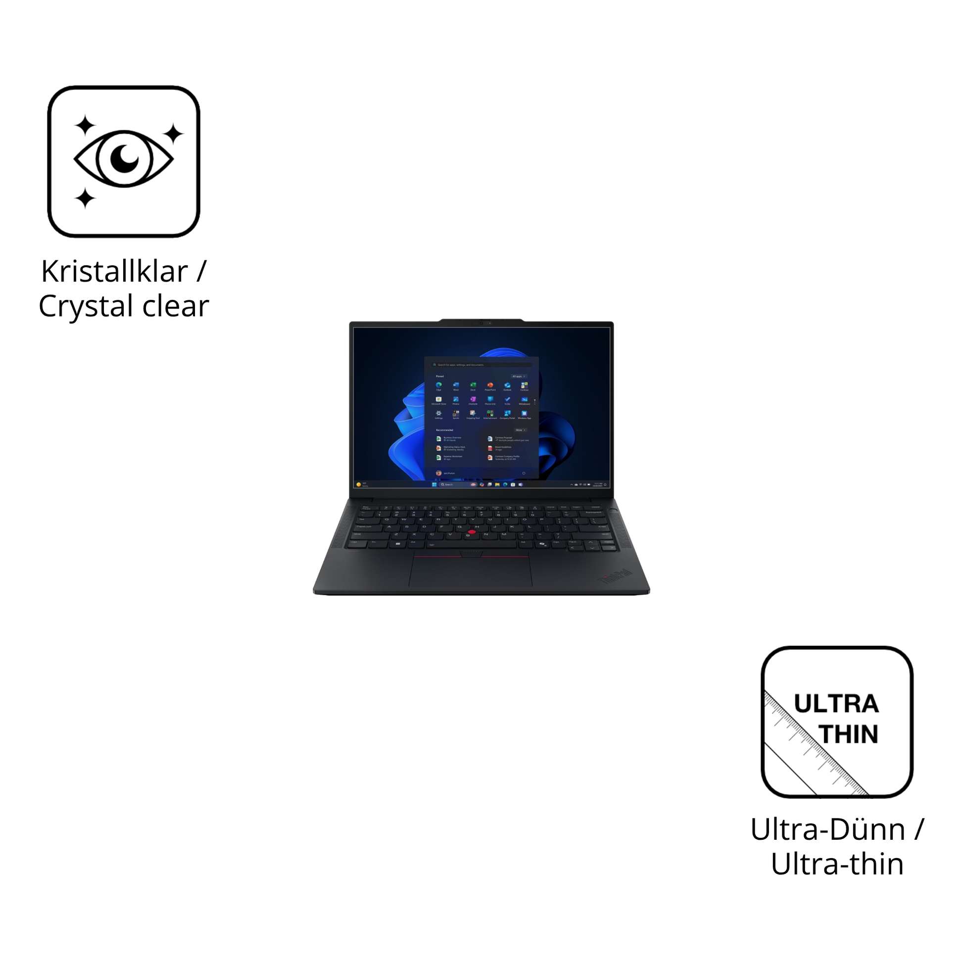 Dünne und klare Folie passend zugeschnitten für Lenovo Thinkpad E14 Gen7 14 Zoll