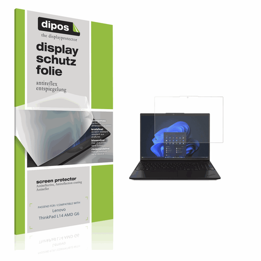 Matte Displayschutzfolie von dipos passend für Lenovo ThinkPad L14 AMD G6, präziser Zuschnitt und blasenfrei montiert