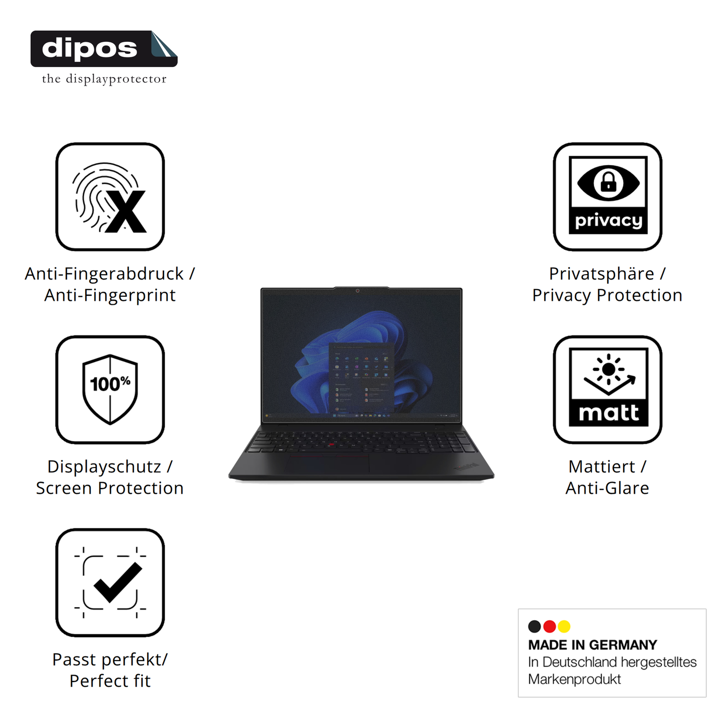 Privatsphäre-Schutz durch Sichtschutz-Folie passend zugeschnitten für Lenovo ThinkPad L14 AMD G6