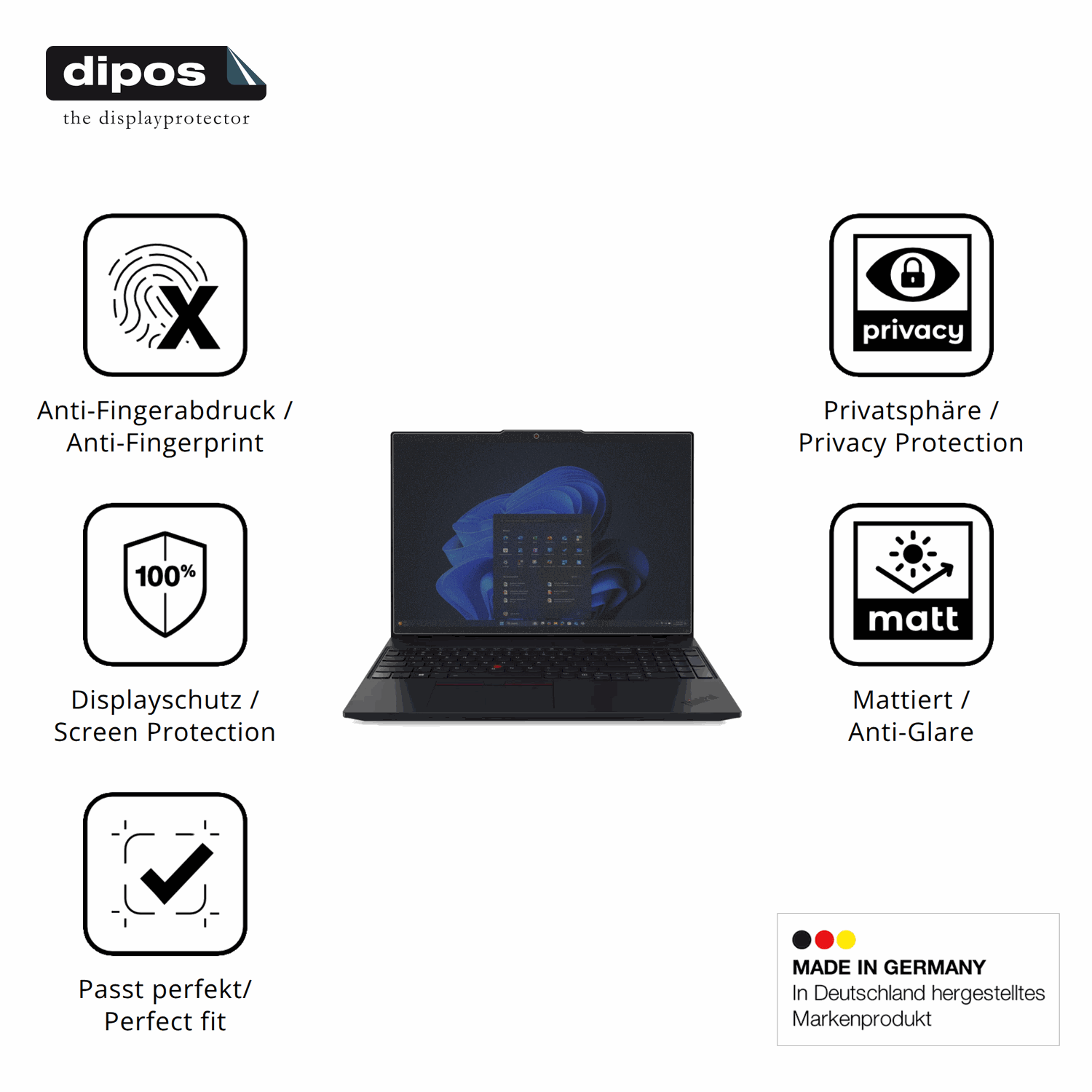 Privatsphäre-Schutz durch Sichtschutz-Folie passend zugeschnitten für Lenovo ThinkPad L14 AMD G6