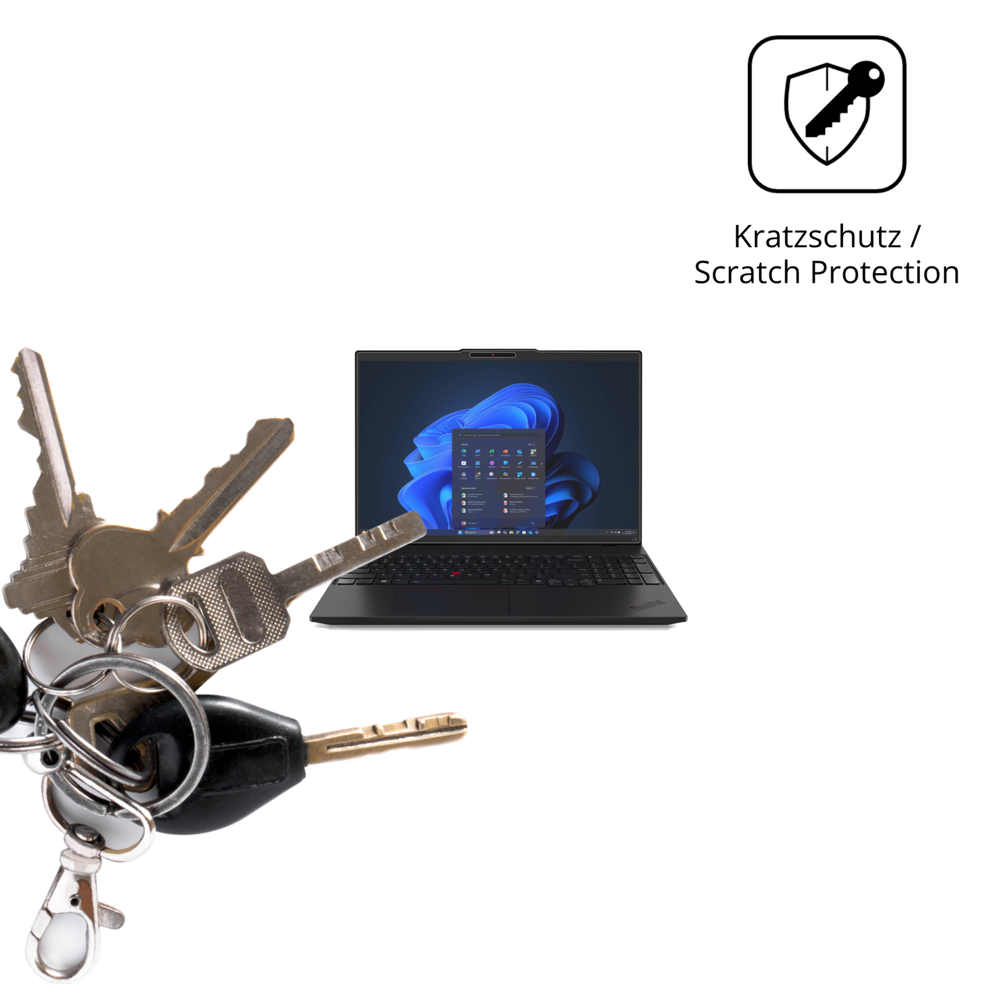 Schutz gegen Kratzer auf dem Lenovo ThinkPad L16 G2 Glas durch Schlüssel oder Ähnliches